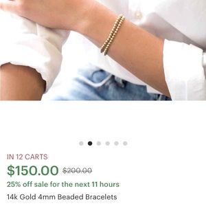 14k 4mm beaded bracelet 6.5 inches